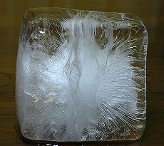 冷凍庫で作った白い氷